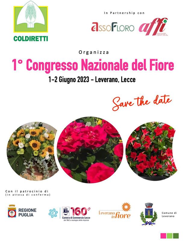 1 e 2 Giugno si svolgerà il 1° Congresso Nazionale del Fiore